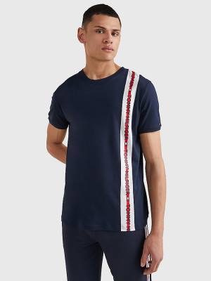 Tommy Hilfiger Logo Stripe Moški Pižama Modra | TH187KTJ