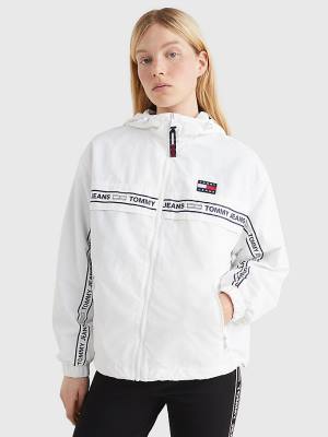 Tommy Hilfiger Logo Tape Chicago Windbreaker Ženske Jakne Bela | TH327PUW