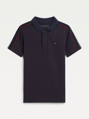 Tommy Hilfiger Logo Tape Polo Fantje Majice Modra | TH816FKL