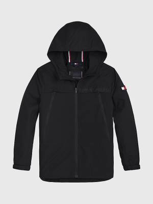 Tommy Hilfiger Logo Tape Zip-Thru Parka Fantje Jakne Črna | TH725IOC