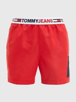 Tommy Hilfiger Logo Waistband Mid Length Shorts Moški Kopalke Rdeča | TH692XGF