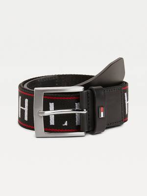 Tommy Hilfiger Logo Webbing Moški Pas Za Hlače Črna | TH629VMD