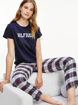 Tommy Hilfiger Lounge Organic Cotton Ženske Majice Modra | TH867XQU