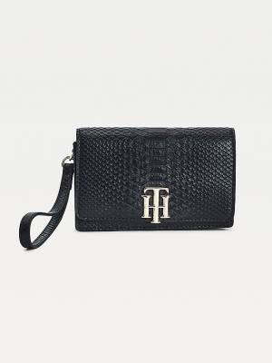 Tommy Hilfiger Medium Monogram Lock Snake Print Ženske Denarnice Črna | TH937DEP