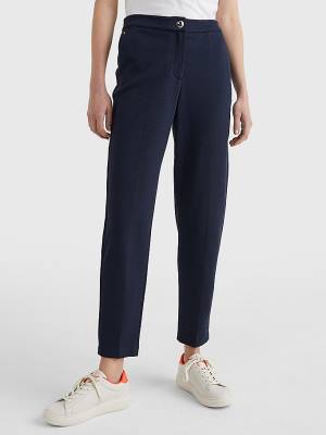 Tommy Hilfiger Michelle Textured Tapered Ženske Hlače Modra | TH465XIW