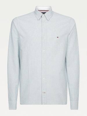 Tommy Hilfiger Micro Check Slim Fit Oxford Moški Srajce Modra | TH410IBV