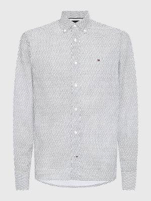 Tommy Hilfiger Micro Print Poplin Regular Fit Moški Srajce Bela | TH072CSF