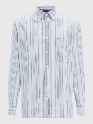 Tommy Hilfiger Mixed Stripe Oxford Moški Srajce Modra | TH321STG