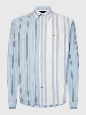 Tommy Hilfiger Mixed Stripe Oxford Moški Srajce Modra | TH560VTR