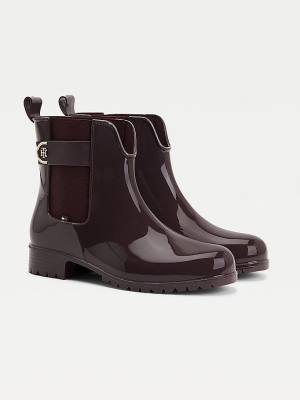 Tommy Hilfiger Monogram Ankle Rainboots Ženske Škornji Rdeča | TH752LAJ