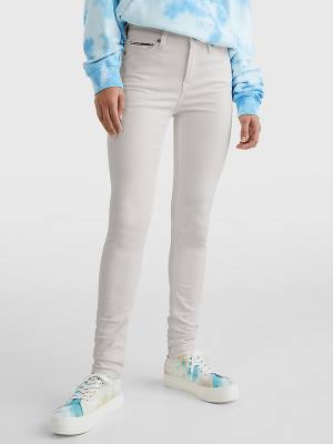 Tommy Hilfiger Nora Mid Rise Skinny White Ženske Kavbojke Denim | TH473GMN