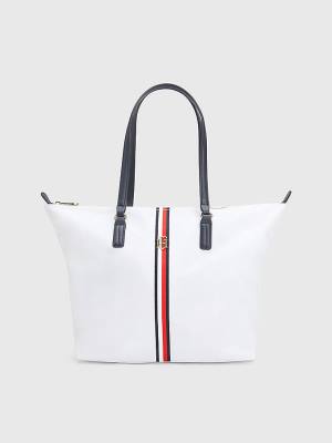 Tommy Hilfiger Nylon Signature Tote Ženske Torbice Bela | TH641MHT