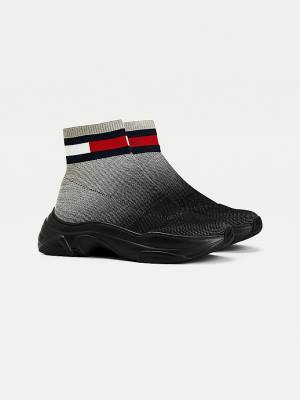 Tommy Hilfiger Ombre Knit Hybrid Ženske Škornji Črna | TH489IYZ