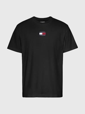 Tommy Hilfiger Organic Cotton Badge Moški Majice Črna | TH237RDI