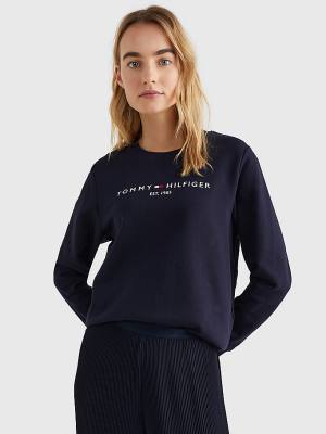 Tommy Hilfiger Organic Cotton Crew Neck Ženske Pulover Modra | TH385VPX