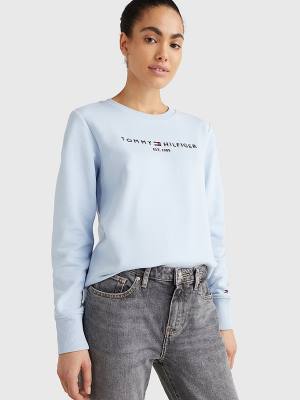 Tommy Hilfiger Organic Cotton Crew Neck Ženske Pulover Modra | TH465MYT