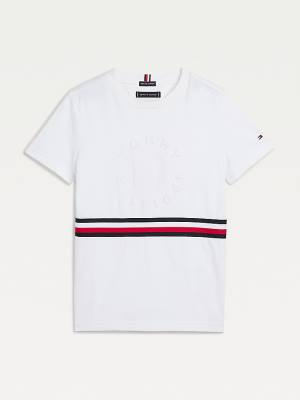 Tommy Hilfiger Organic Cotton Embossed Logo Fantje Majice Bela | TH421XOL