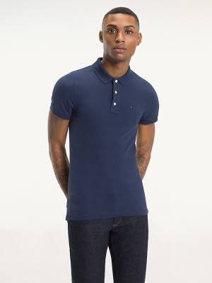 Tommy Hilfiger Organic Cotton Fine Pique Slim Moški Polo Majica Modra | TH578GIO