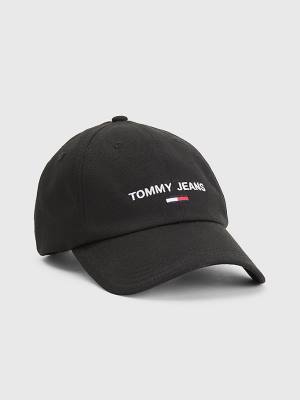 Tommy Hilfiger Organic Cotton Logo Embroidery Cap Ženske Kapa Črna | TH340GOL