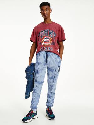 Tommy Hilfiger Organic Cotton Tie-Dye Slim Fit Joggers Moški Hlače Modra | TH620QCF