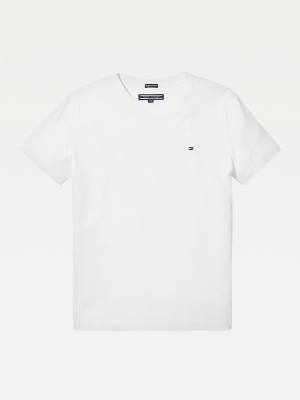 Tommy Hilfiger Organic Cotton V-Neck Dekleta Majice Bela | TH983ORJ