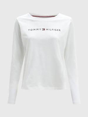 Tommy Hilfiger Original Long Sleeve Logo Ženske Majice Bela | TH375FUM