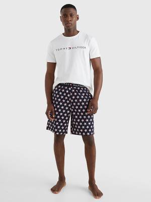 Tommy Hilfiger Original Short Print Set Moški Pižama Bela | TH596GHJ