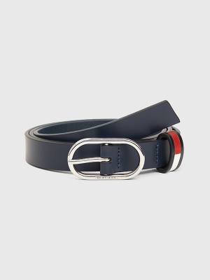 Tommy Hilfiger Oval Buckle Leather Ženske Pas Za Hlače Modra | TH493QYE