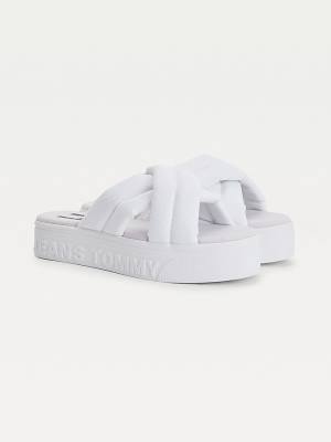 Tommy Hilfiger Padded Strap Flatform Ženske Sandali Bela | TH845GXB