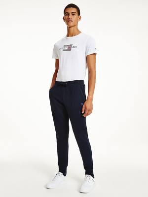 Tommy Hilfiger Peached Fleece Joggers Moški Hlače Modra | TH639MUS