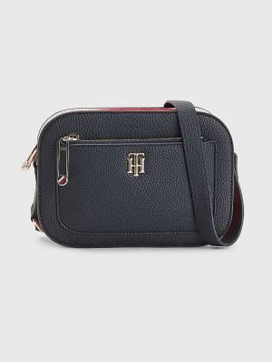 Tommy Hilfiger Pebble Grain Signature Camera Ženske Torbice Modra | TH048JCK