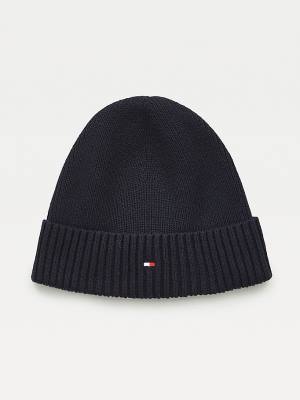 Tommy Hilfiger Pima Cotton Cashmere Cuffed Beanie Moški Kapa Modra | TH359NXY