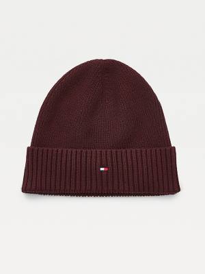 Tommy Hilfiger Pima Cotton Cashmere Cuffed Beanie Moški Kapa Rdeča | TH375BPI