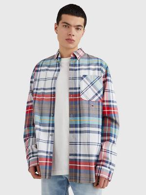 Tommy Hilfiger Plaid Check Organic Oxford Cotton Moški Srajce Modra | TH285YTQ