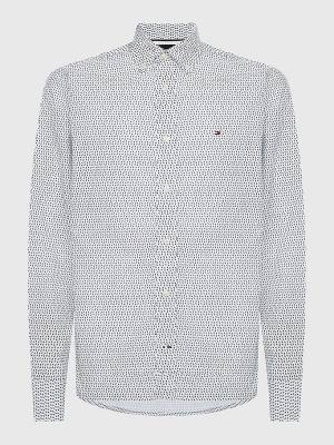 Tommy Hilfiger Plus Micro Print Poplin Regular Fit Moški Srajce Bela | TH127FLQ