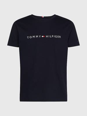 Tommy Hilfiger Plus Organic Cotton Logo Moški Majice Modra | TH683YGR