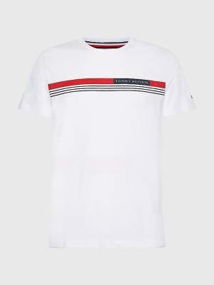 Tommy Hilfiger Plus Signature Tape Moški Majice Bela | TH423THA