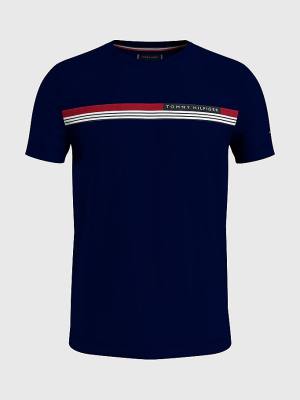 Tommy Hilfiger Plus Signature Tape Moški Majice Modra | TH604VFR