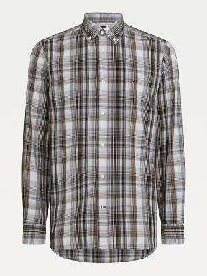 Tommy Hilfiger Poplin Check Regular Fit Moški Srajce Modra | TH829LHW