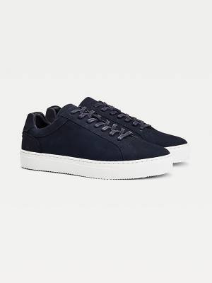 Tommy Hilfiger Premium Nubuck Leather Cupsole Moški Superge Modra | TH397TSB