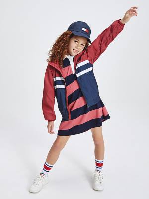 Tommy Hilfiger Recycled Colour-Blocked Track Dekleta Jakne Rdeča | TH107VBK