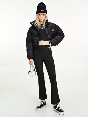 Tommy Hilfiger Recycled Convertible Cropped Vest Puffer Ženske Jakne Črna | TH389MNO