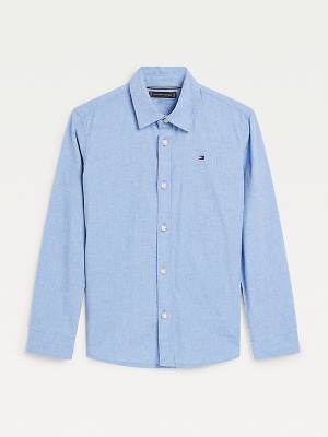 Tommy Hilfiger Recycled Cotton Chambray Back Logo Fantje Srajce Modra | TH026CDA