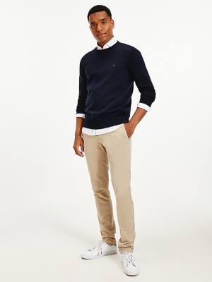 Tommy Hilfiger Regular Fit Crew Neck Jumper Moški Puloverji Modra | TH985NGO