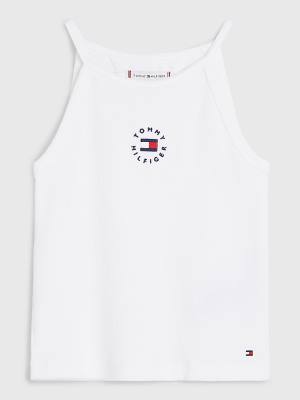 Tommy Hilfiger Rib-Knit Tank Top Dekleta Majice Bela | TH241VFK