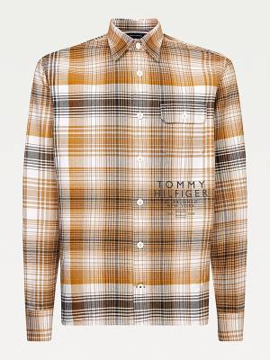 Tommy Hilfiger Shadow Check Relaxed Fit Overshirt Moški Srajce Rjav | TH073LOX