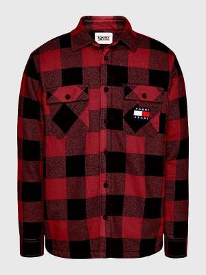 Tommy Hilfiger Sherpa Flannel Oversized Overshirt Moški Srajce Rdeča | TH026VZK