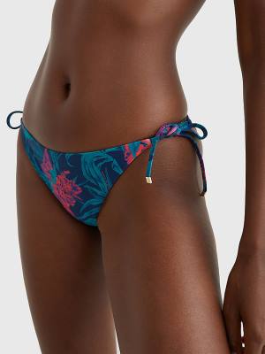 Tommy Hilfiger Side Tie Tropical Bikini Bottoms Ženske Kopalke Modra | TH730QSZ