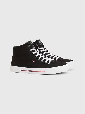 Tommy Hilfiger Signature Canvas Mid-Top Moški Superge Črna | TH159USN