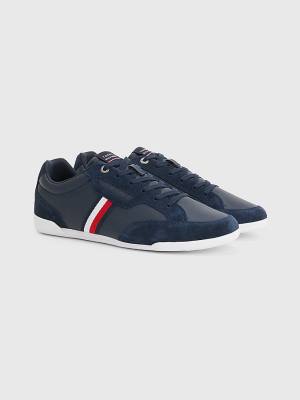 Tommy Hilfiger Signature Leather Mix Cupsole Moški Superge Modra | TH294GIY